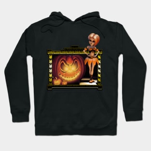 Halloween, cute girl with pumpkin Hoodie